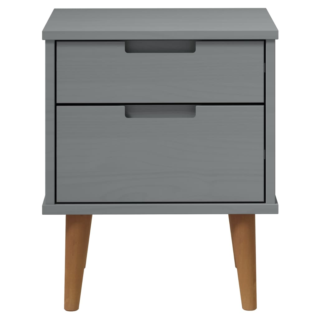 Comodino MOLDE Grigio 40x35x48 cm in Legno Massello di Pino cod mxl 30718