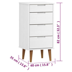 Cassettiera MOLDE Bianca 40x35x82 cm in Legno Massello di Pino cod mxl 76562