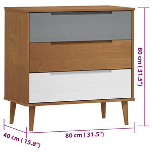 Cassettiera MOLDE Marrone 80x40x80 cm in Legno Massello di Pino cod mxl 64213