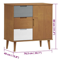 Credenza MOLDE Marrone 76,5x40x80 cm in Legno Massello di Pino 350510