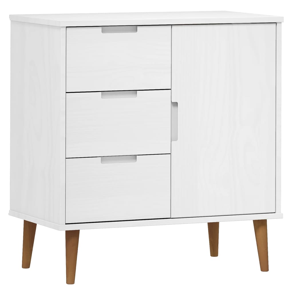 Credenza MOLDE Bianca 76,5x40x80 cm in Legno Massello di Pino 350511