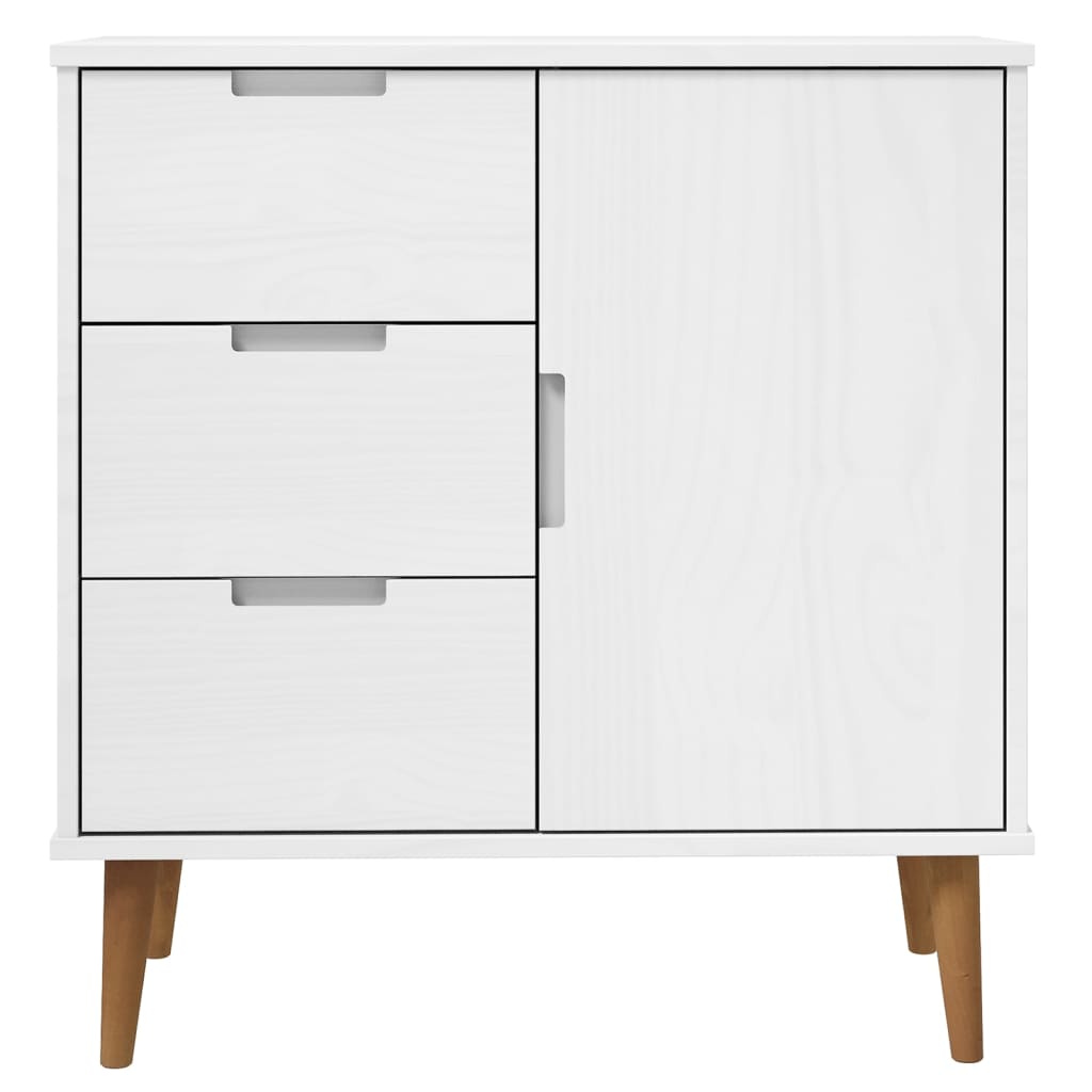 Credenza MOLDE Bianca 76,5x40x80 cm in Legno Massello di Pino 350511