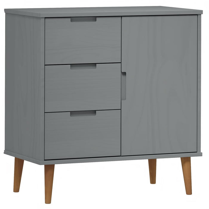 Credenza MOLDE Grigia 76,5x40x80 cm in Legno Massello di Pino