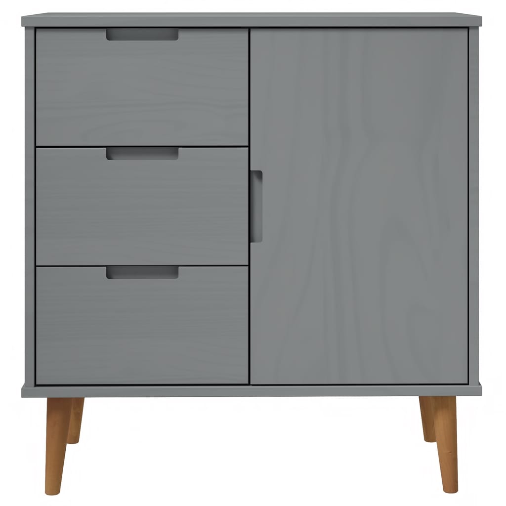 Credenza MOLDE Grigia 76,5x40x80 cm in Legno Massello di Pino