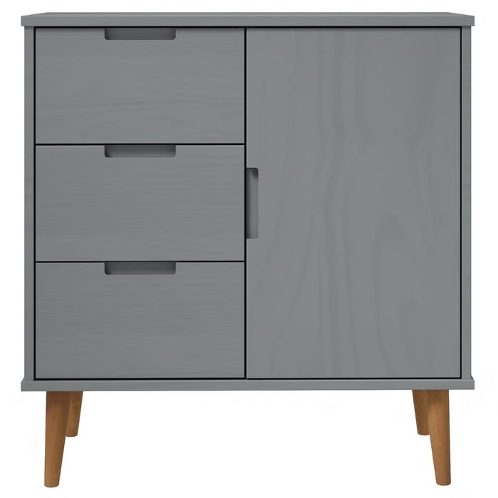 Credenza MOLDE Grigia 76,5x40x80 cm in Legno Massello di Pino