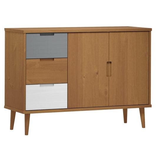 Credenza MOLDE Marrone 113x40x80 cm in Legno Massello di Pino cod mxl 23516