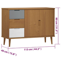 Credenza MOLDE Marrone 113x40x80 cm in Legno Massello di Pino cod mxl 23516