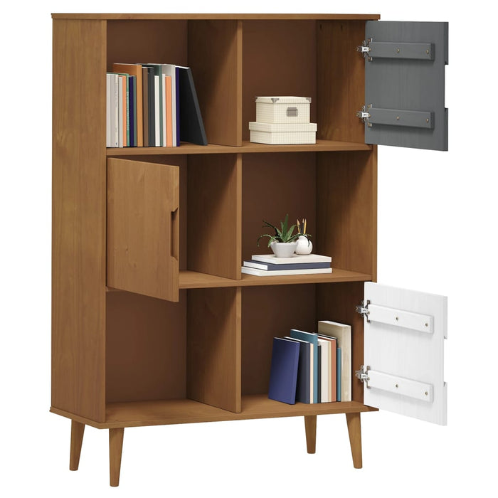 Libreria MOLDE Marrone 90x35x133,5 cm in Legno Massello di Pino