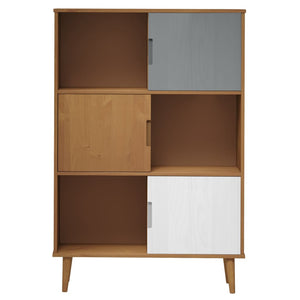 Libreria MOLDE Marrone 90x35x133,5 cm in Legno Massello di Pino