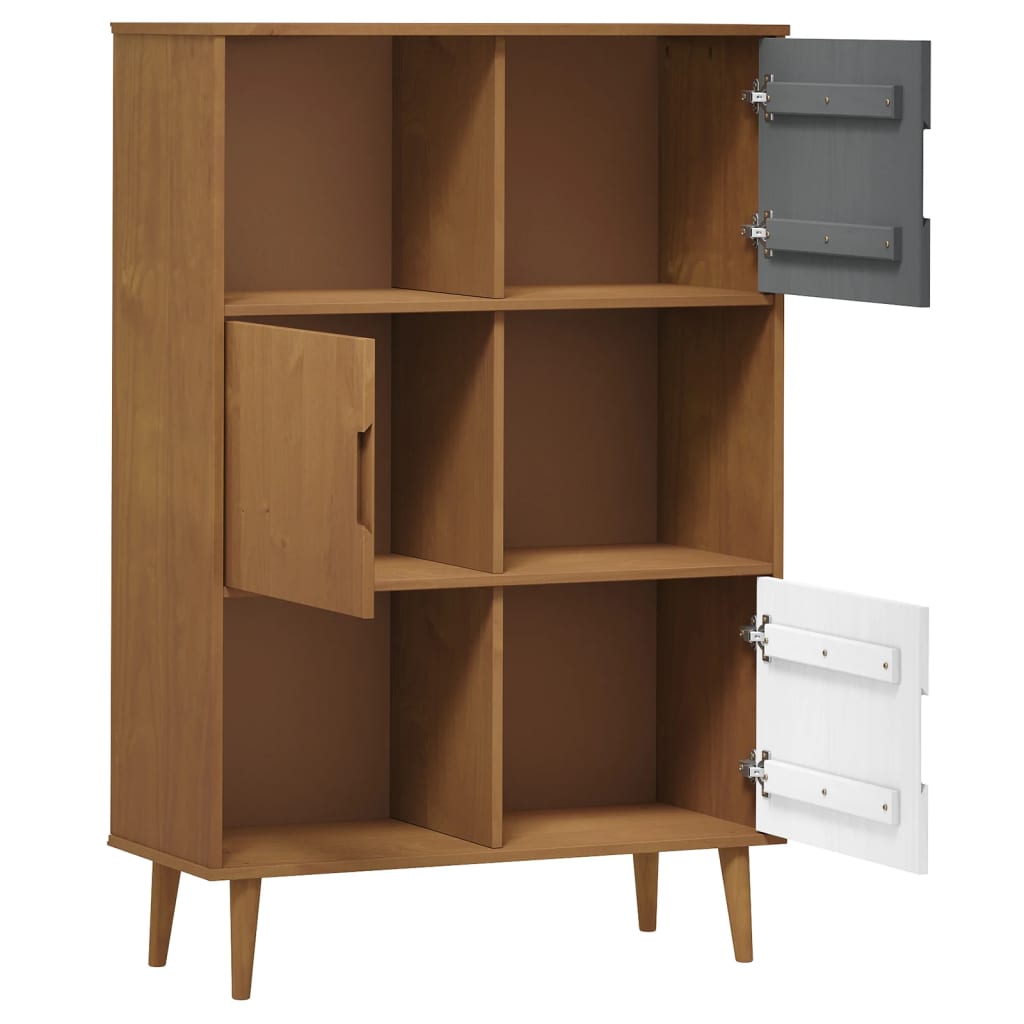 Libreria MOLDE Marrone 90x35x133,5 cm in Legno Massello di Pino