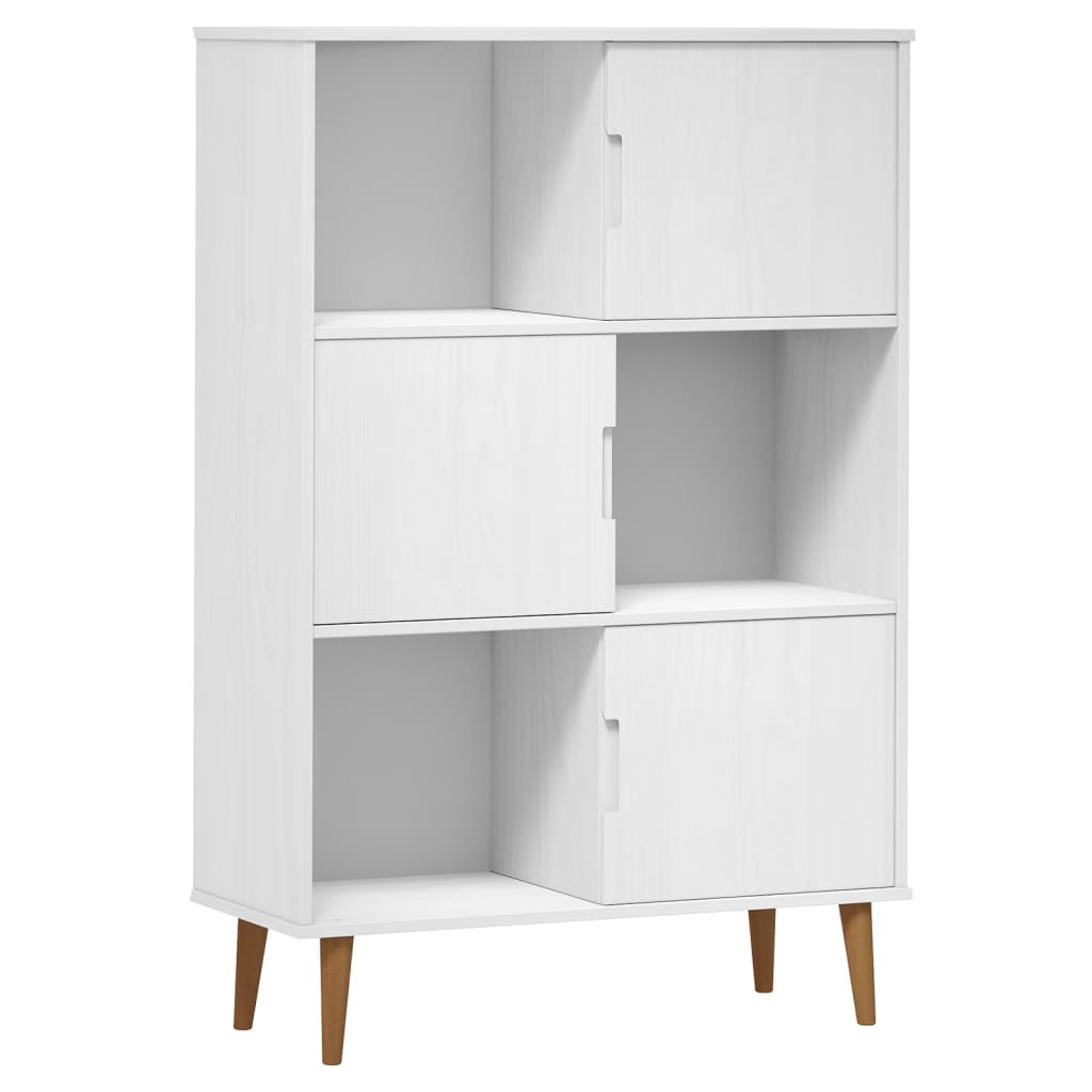 Libreria MOLDE Bianca 90x35x133,5 cm in Legno Massello di Pino 350517