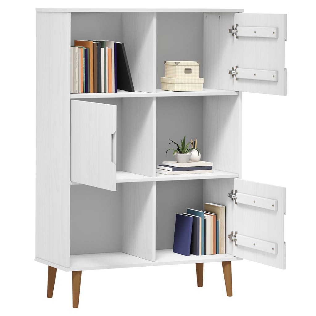 Libreria MOLDE Bianca 90x35x133,5 cm in Legno Massello di Pino 350517