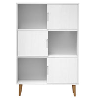 Libreria MOLDE Bianca 90x35x133,5 cm in Legno Massello di Pino