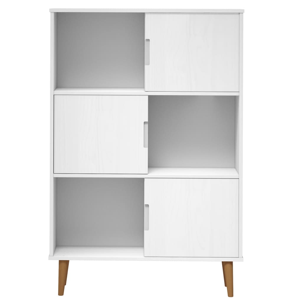 Libreria MOLDE Bianca 90x35x133,5 cm in Legno Massello di Pino 350517