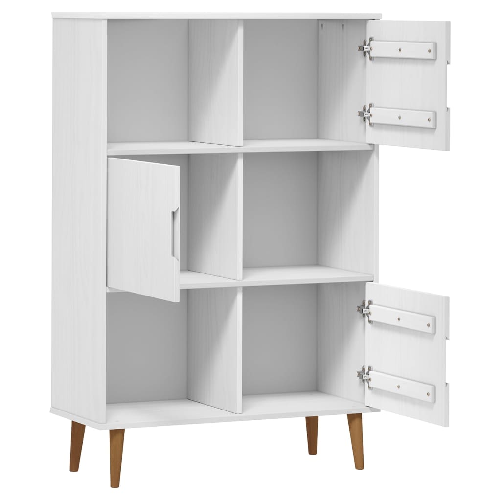 Libreria MOLDE Bianca 90x35x133,5 cm in Legno Massello di Pino