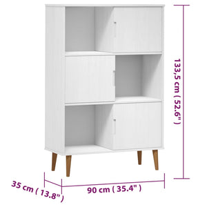 Libreria MOLDE Bianca 90x35x133,5 cm in Legno Massello di Pino 350517