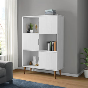 Libreria MOLDE Bianca 90x35x133,5 cm in Legno Massello di Pino 350517