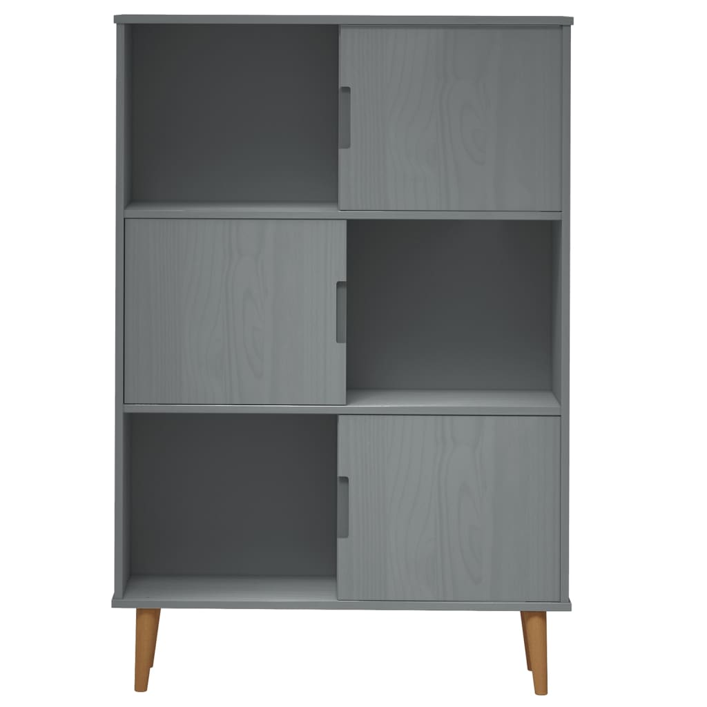 Libreria MOLDE Grigia 90x35x133,5 cm in Legno Massello di Pino