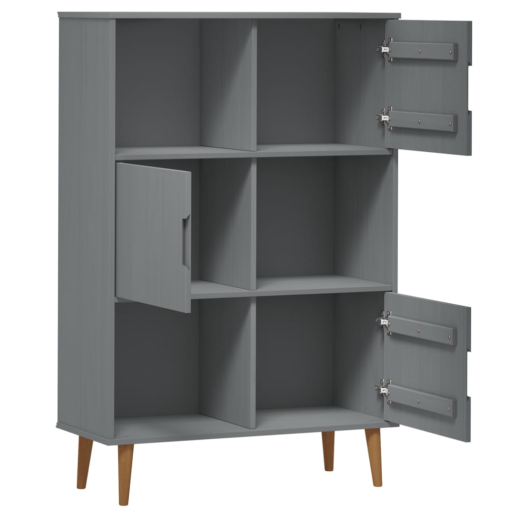 Libreria MOLDE Grigia 90x35x133,5 cm in Legno Massello di Pino