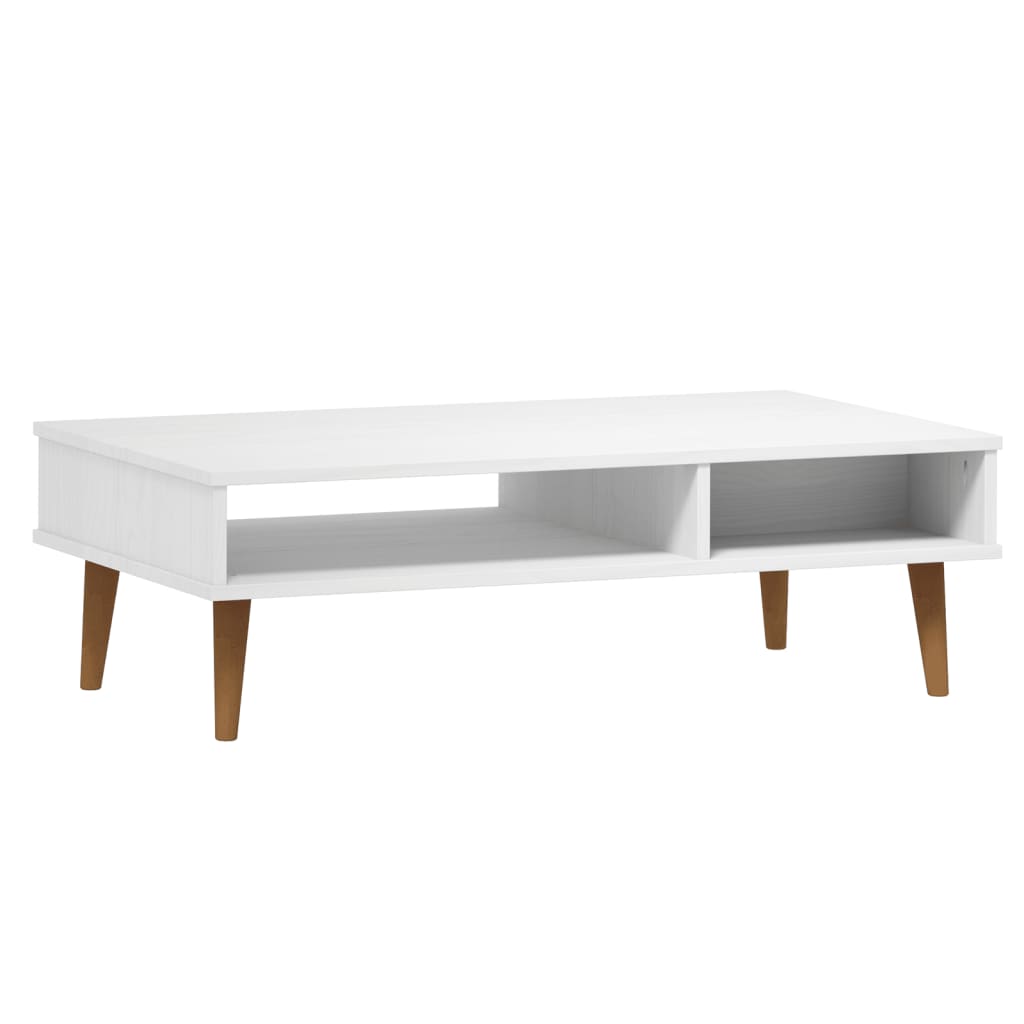 Tavolino MOLDE Bianco 100x55x31 cm in Legno Massello di Pino 350529