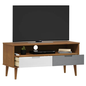 Mobile TV MOLDE Marrone 106x40x49 cm in Legno Massello di Pino