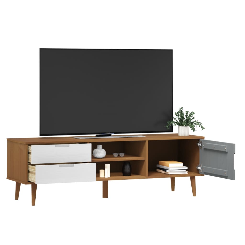 Mobile TV MOLDE Marrone 158x40x49 cm in Legno Massello di Pino