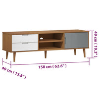 Mobile TV MOLDE Marrone 158x40x49 cm in Legno Massello di Pino 350534