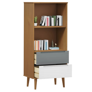 Libreria MOLDE Marrone 60x35x133,5 cm in Legno Massello di Pino cod mxl 18067