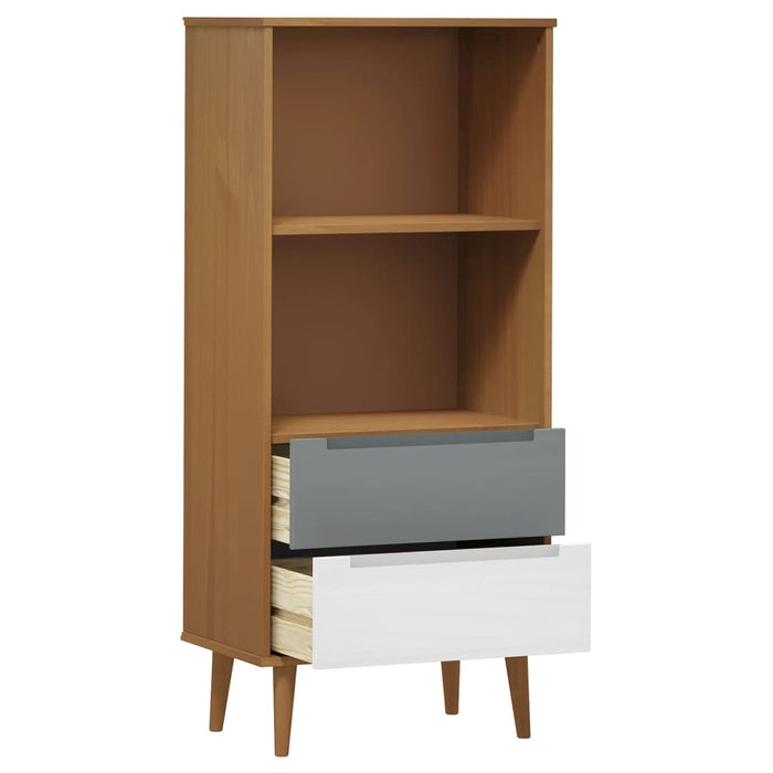 Libreria MOLDE Marrone 60x35x133,5 cm in Legno Massello di Pino cod mxl 18067