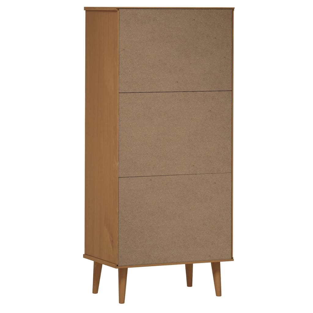 Libreria MOLDE Marrone 60x35x133,5 cm in Legno Massello di Pino cod mxl 18067