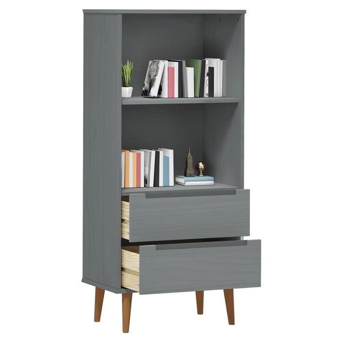 Libreria MOLDE Grigia 60x35x133,5 cm in Legno Massello di Pino cod mxl 15775