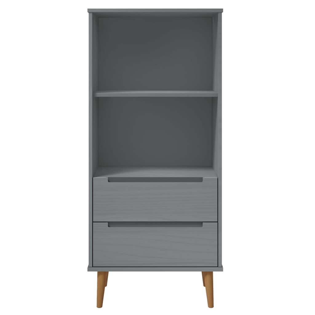 Libreria MOLDE Grigia 60x35x133,5 cm in Legno Massello di Pino 350539