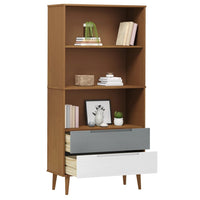 Libreria MOLDE Marrone 85x35x170,5 cm in Legno Massello di Pino