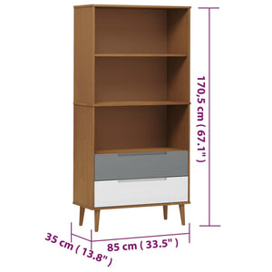 Libreria MOLDE Marrone 85x35x170,5 cm in Legno Massello di Pino