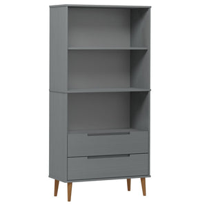 Libreria MOLDE Grigia 85x35x170,5 cm in Legno Massello di Pino