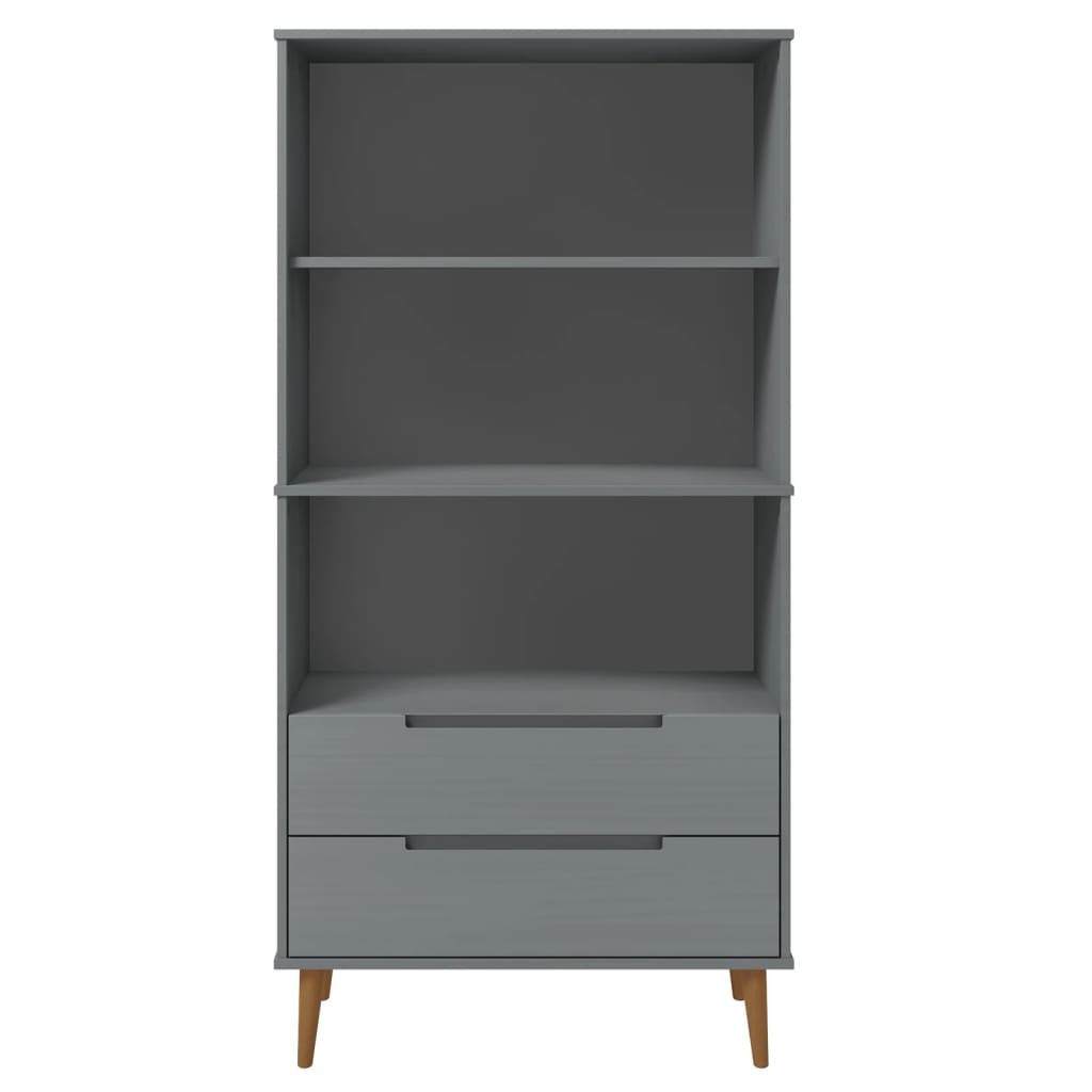 Libreria MOLDE Grigia 85x35x170,5 cm in Legno Massello di Pino