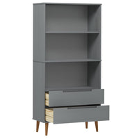 Libreria MOLDE Grigia 85x35x170,5 cm in Legno Massello di Pino