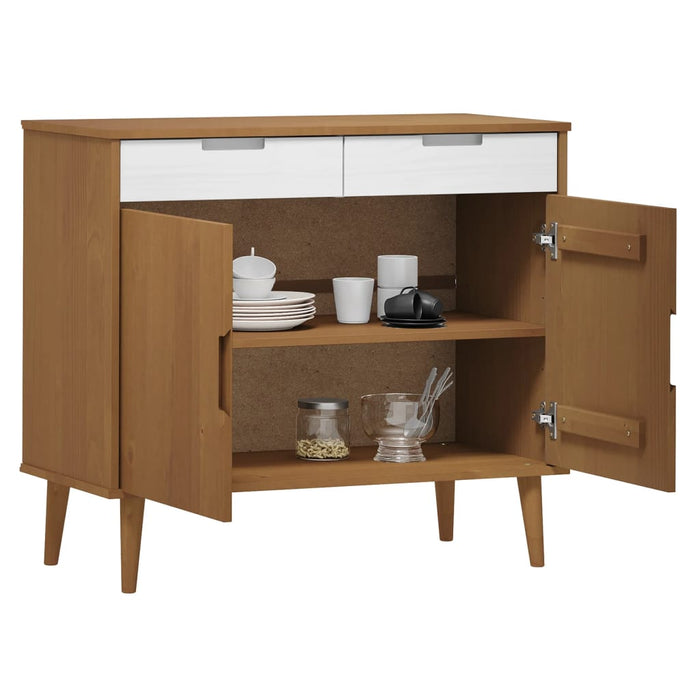 Credenza MOLDE Marrone 90x40x80 cm in Legno Massello di Pino 350546