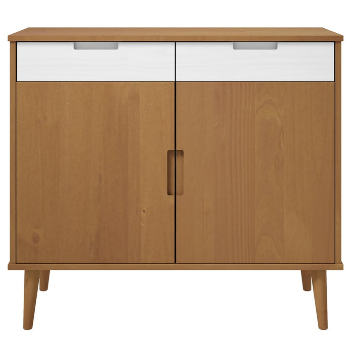 Credenza MOLDE Marrone 90x40x80 cm in Legno Massello di Pino 350546