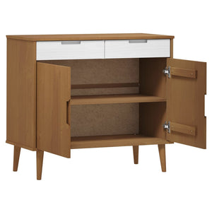 Credenza MOLDE Marrone 90x40x80 cm in Legno Massello di Pino 350546