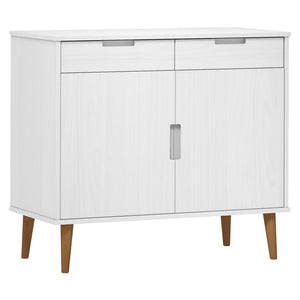 Credenza MOLDE Bianca 90x40x80 cm in Legno Massello di Pino 350547