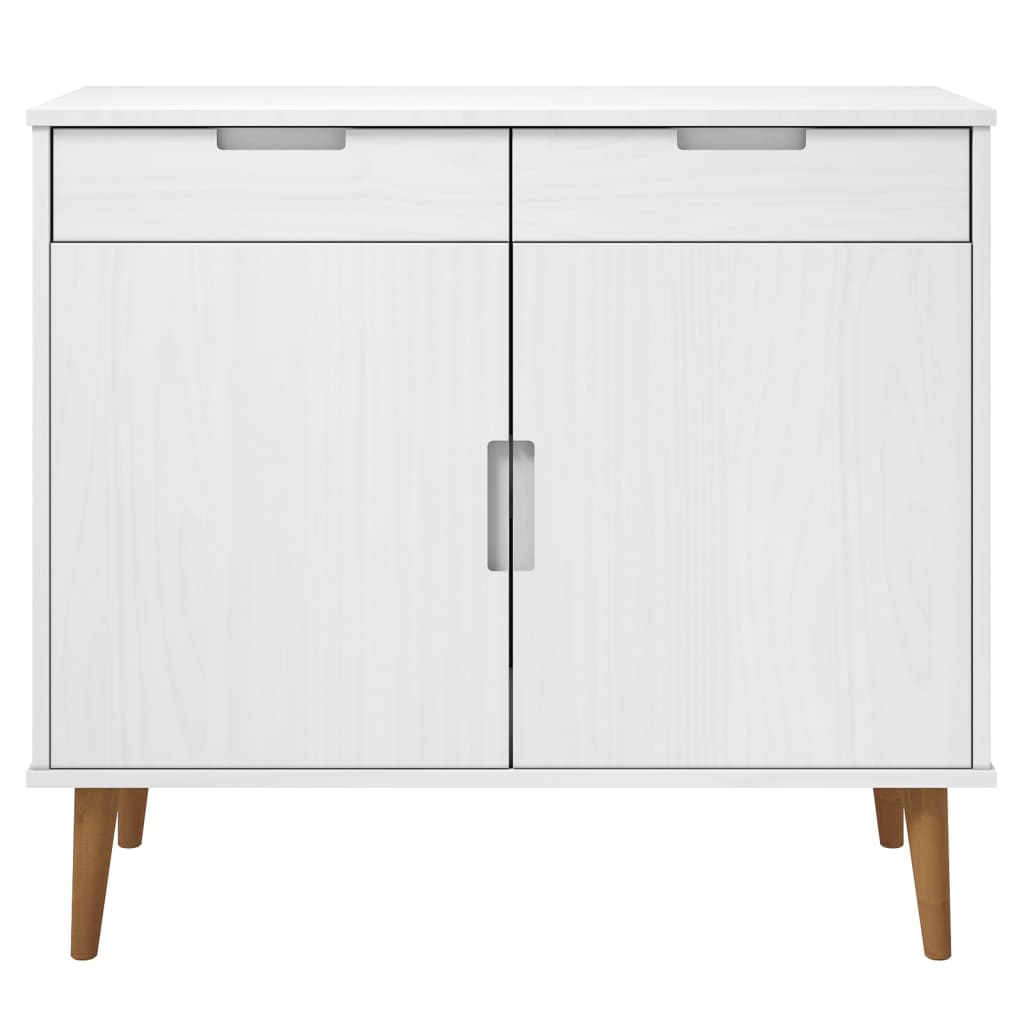 Credenza MOLDE Bianca 90x40x80 cm in Legno Massello di Pino 350547