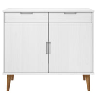 Credenza MOLDE Bianca 90x40x80 cm in Legno Massello di Pino 350547