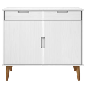 Credenza MOLDE Bianca 90x40x80 cm in Legno Massello di Pino 350547