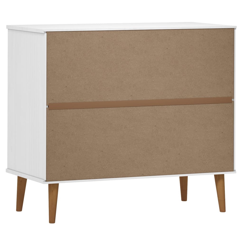 Credenza MOLDE Bianca 90x40x80 cm in Legno Massello di Pino 350547