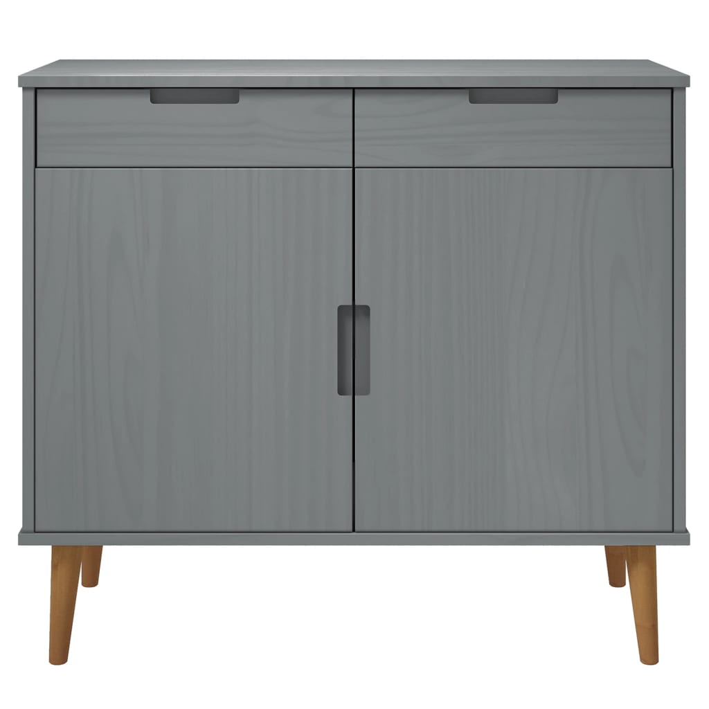 Credenza MOLDE Grigia 90x40x80 cm in Legno Massello di Pino 350548