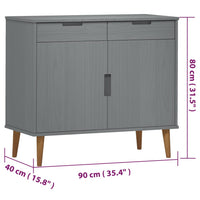 Credenza MOLDE Grigia 90x40x80 cm in Legno Massello di Pino 350548