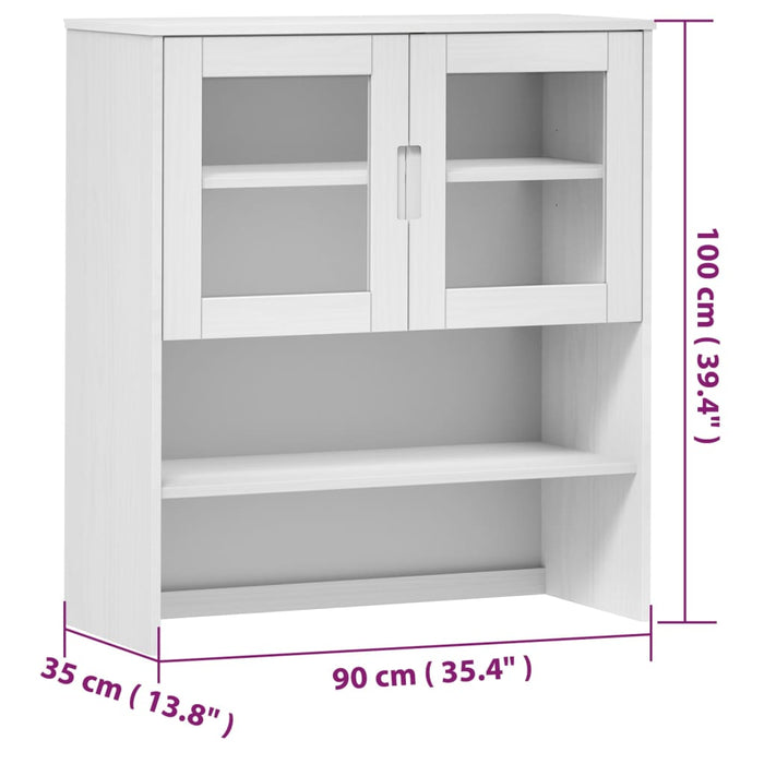 Piano Credenza MOLDE Bianco 90x35x100 cm Legno Massello di Pino