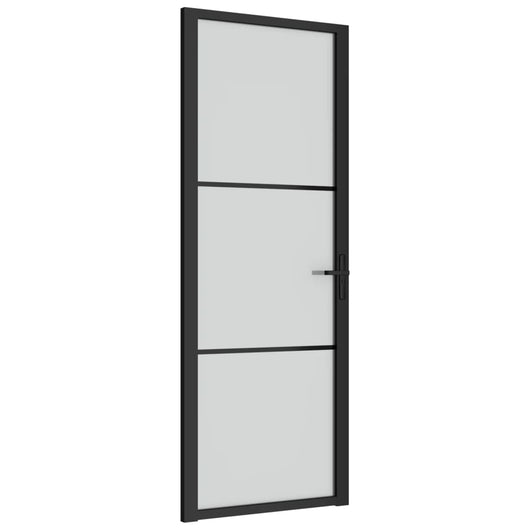 Porta Interna 76x201,5 cm Nero Opaco Vetro e Alluminio cod mxl 64560