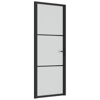 Porta Interna 76x201,5 cm Nero Opaco Vetro e Alluminio 350552